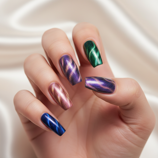 Manucure avec effets magnétiques variés